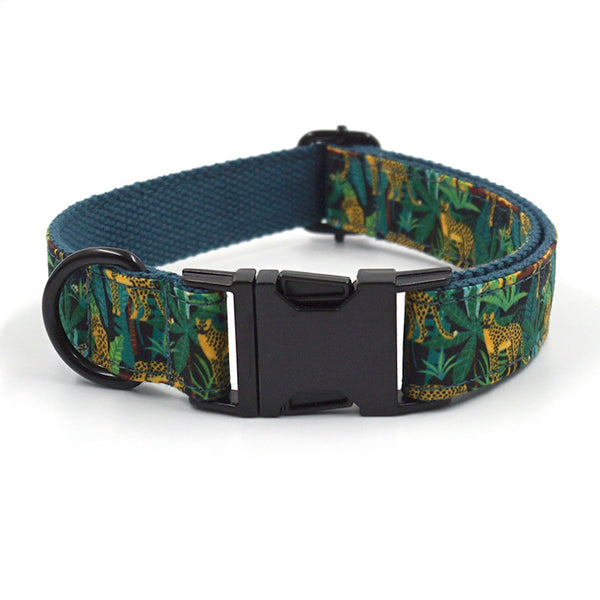 Jungle Leopards Dog Collar With Bow Tie And Leash