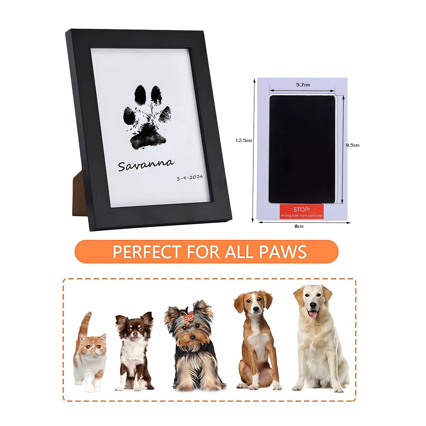DIY Pet Paw Print Frame Kit Personalized Memorial With Ink