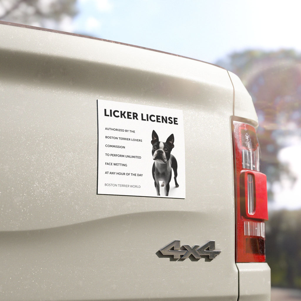 Licker License Car Magnets For Boston Terrier Dog Owners