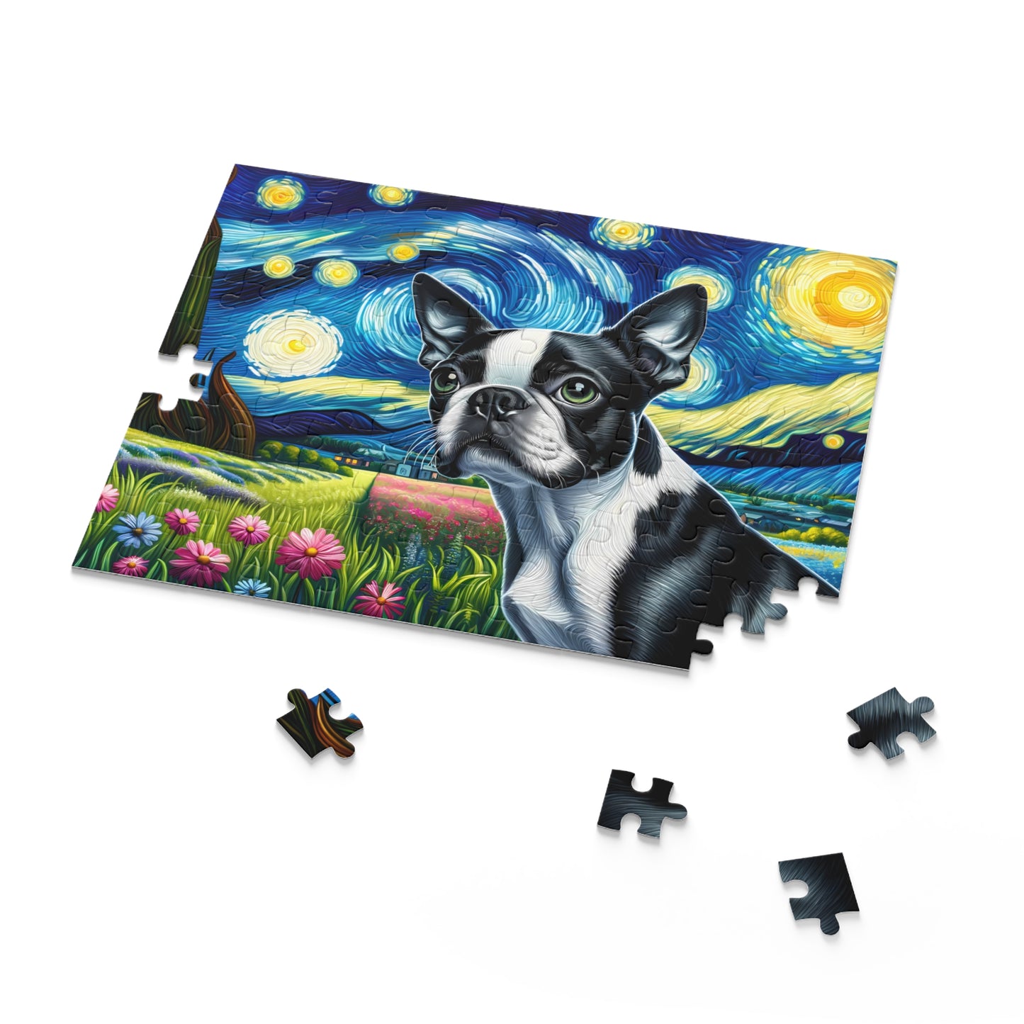 Starry Night - Boston Terrier Dog Puzzle (120, 252, 500-Piece)
