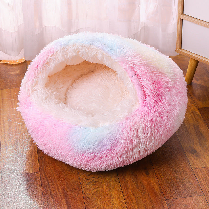 Warm Plush Semi Enclosed Dog Cave Bed