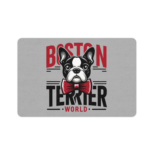 Dog Food Mat - Boston Terrier World Pet Feeding Mat (12x18)