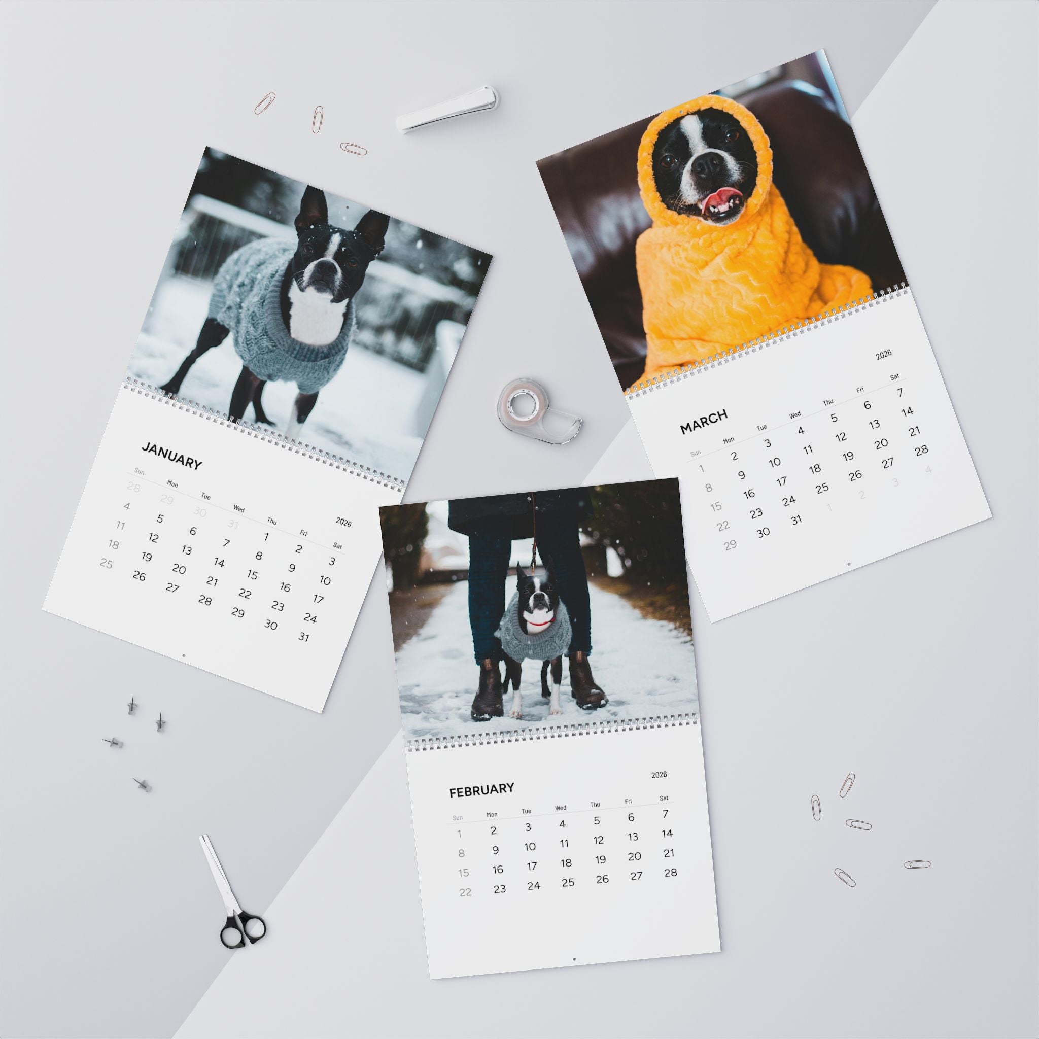 2026 Personalized Wall Calendar with Your Dog's Photos .