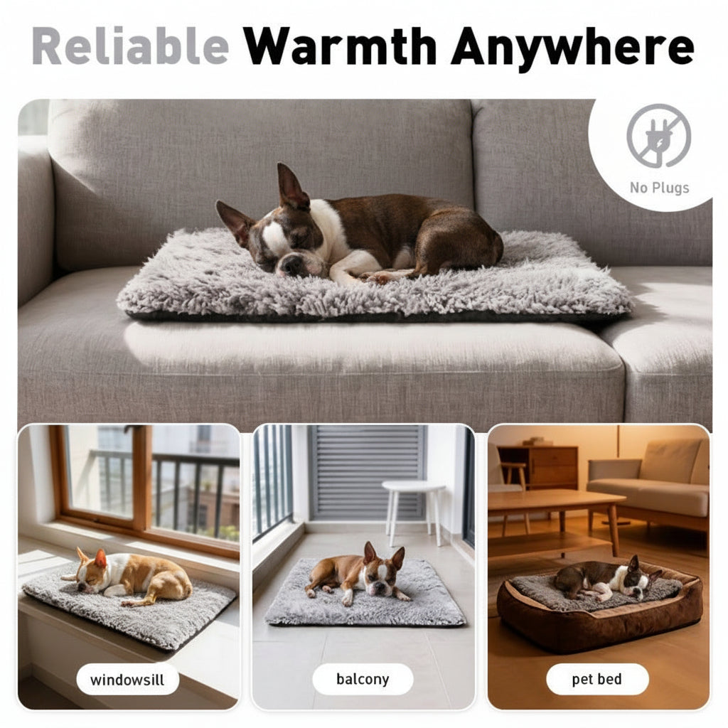 Self-Heating Dog Bed – Ultra Soft Washable Warming Mat with Non-Slip Base (No Electricity Needed) .