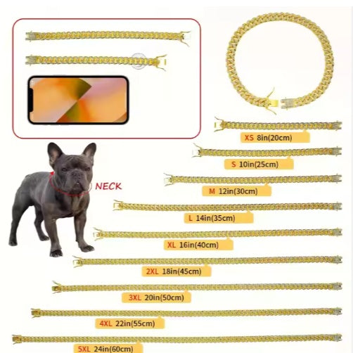 Luxury Alloy Dog Chain Sparkling Diamond Secure Metal Chain For Dogs