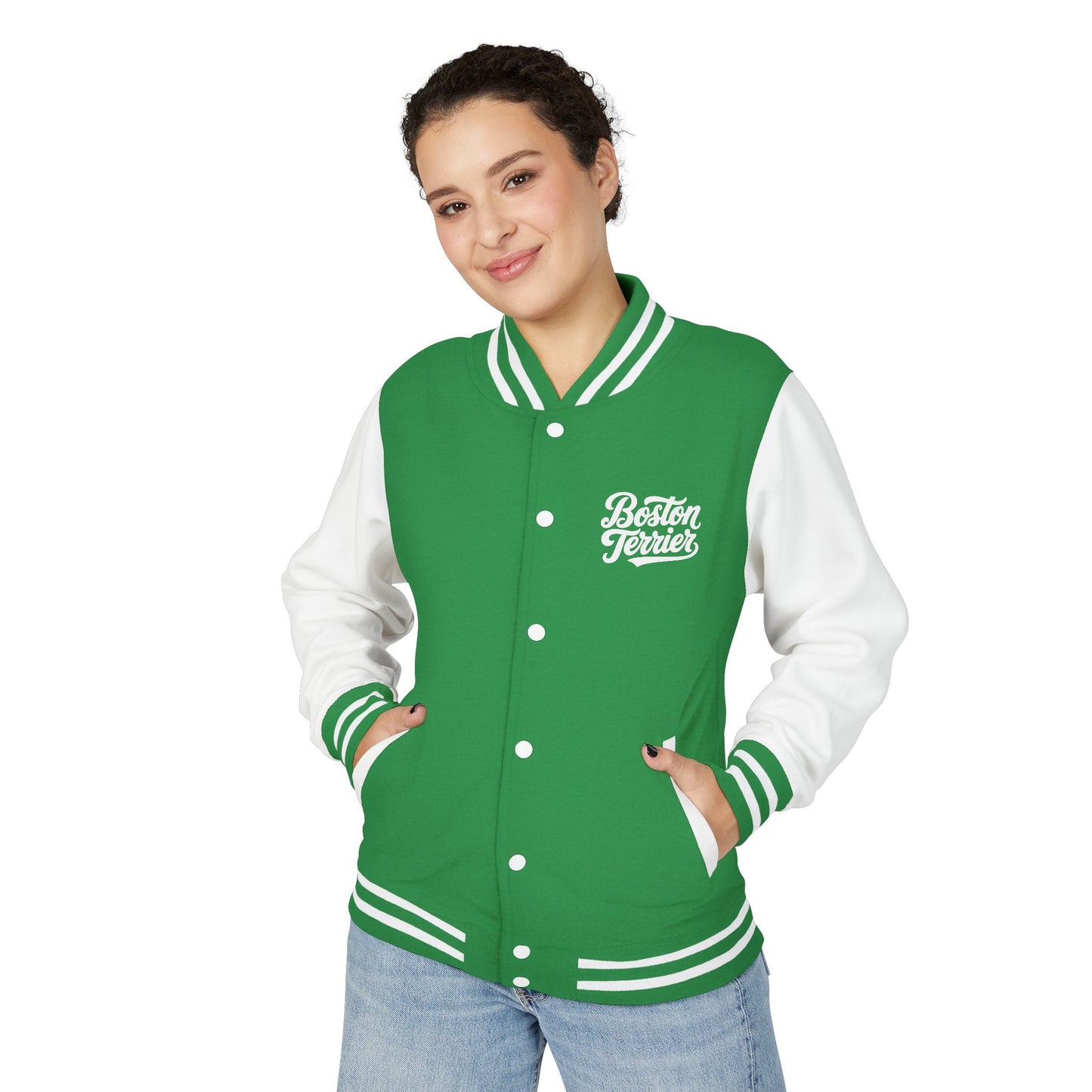 Boston Terrier Unisex Heavyweight Letterman Jacket - Stylish and Cozy