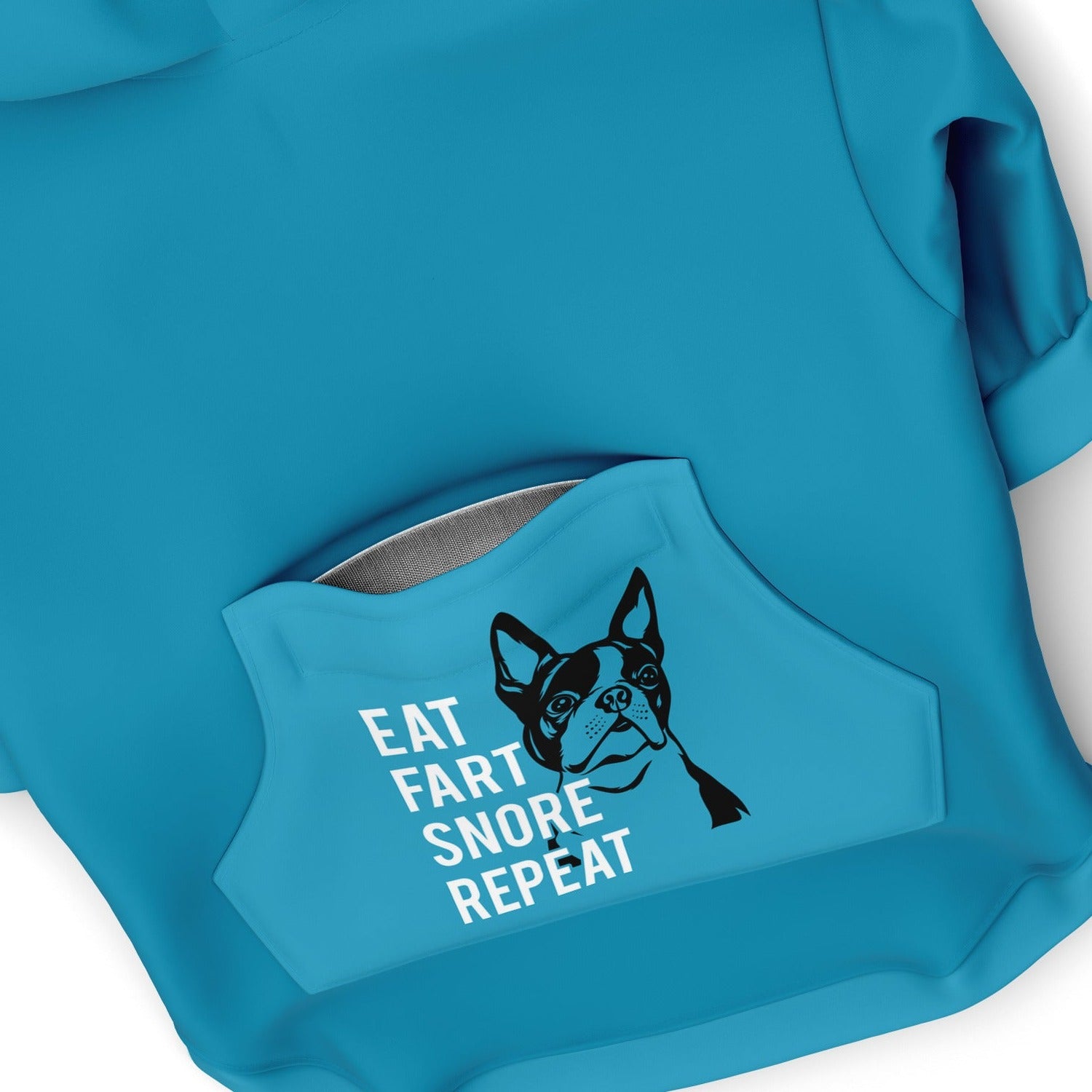 Dog Zip-Up Hoodie - Eat Fart Snore Repeat - Aqua