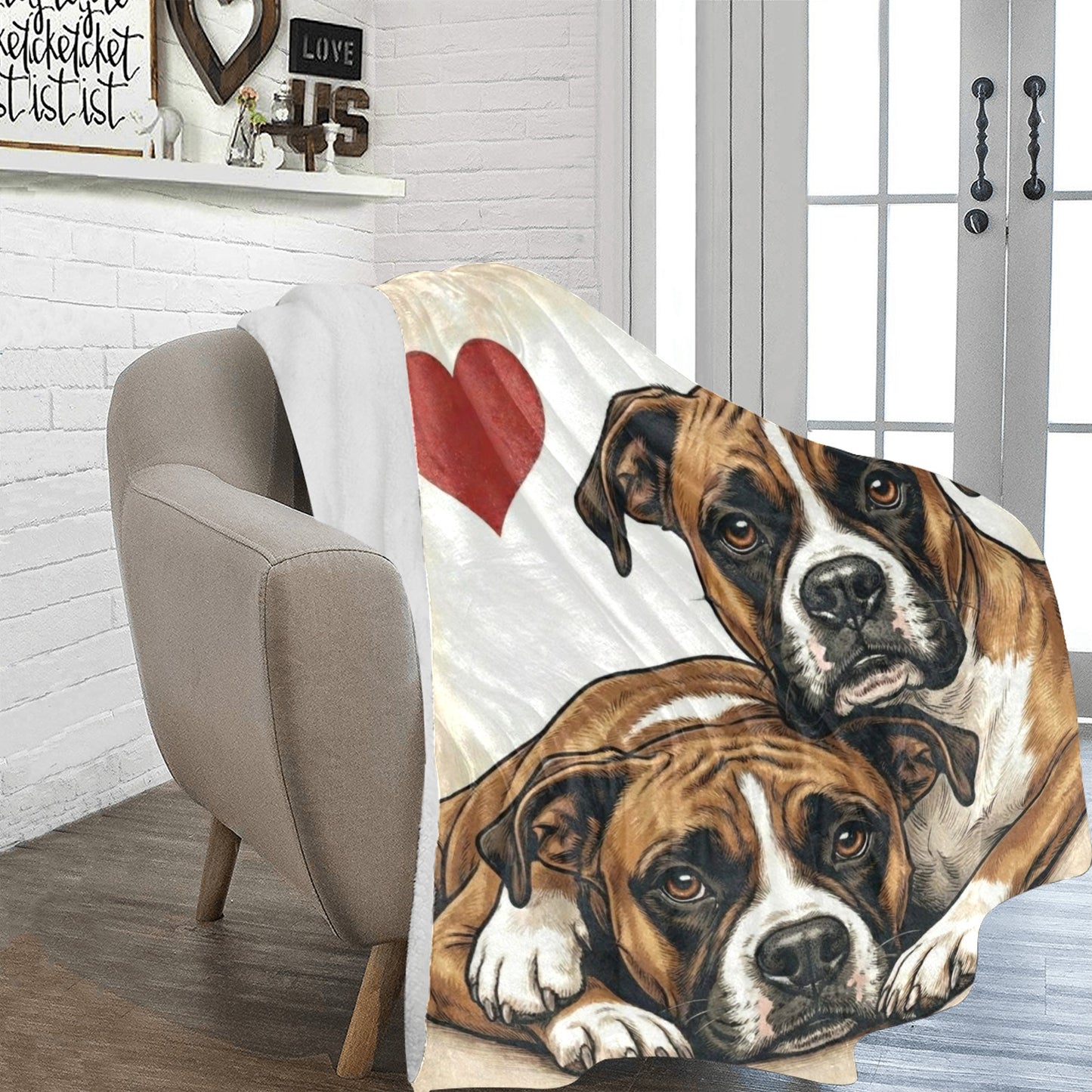 Two Boxers Love Portrait Ultra-Soft Micro Fleece Blanket