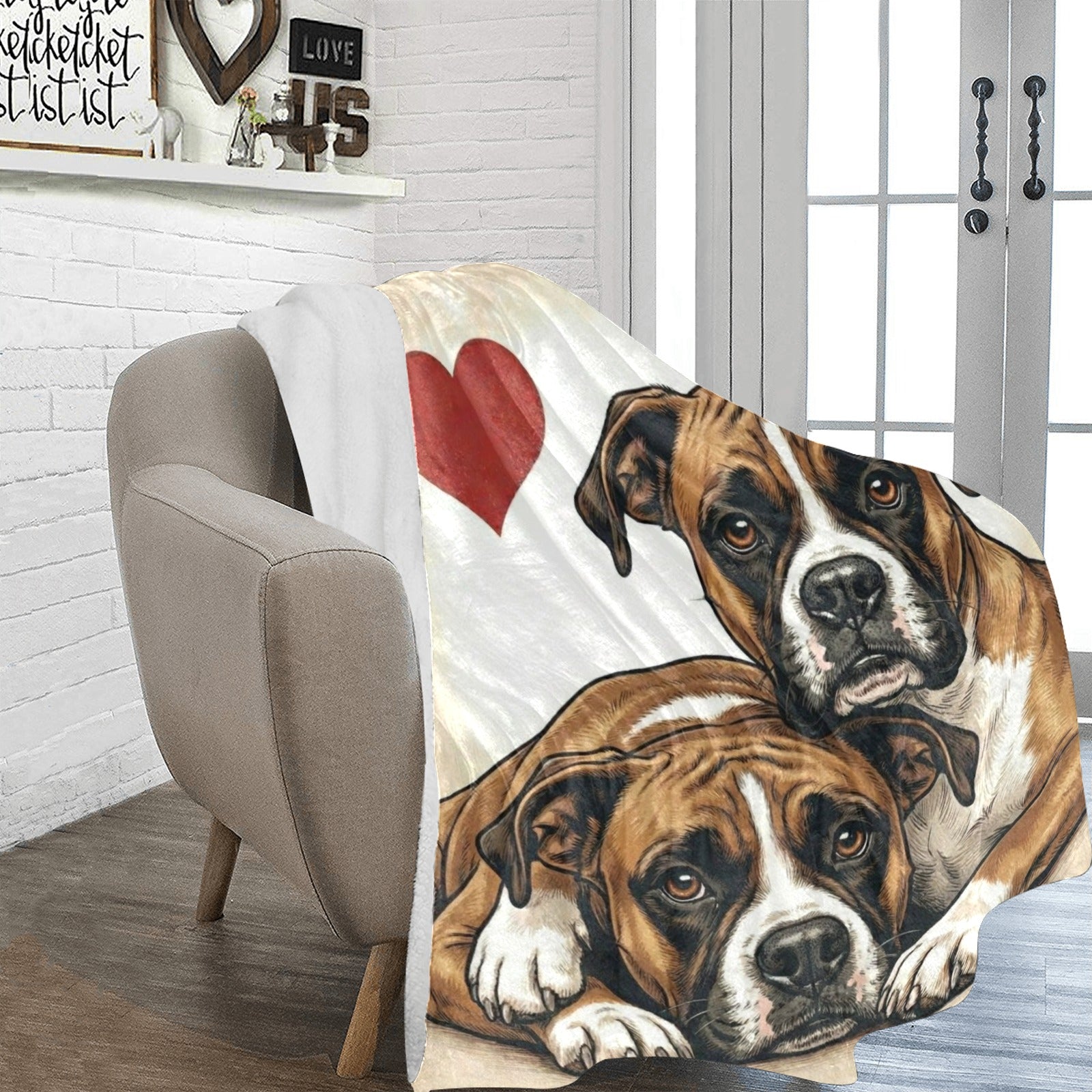 Two Boxers Love Portrait Ultra-Soft Micro Fleece Blanket