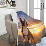 The Sunset Guardian - Boston Terrier - Ultra-Soft Micro Fleece Blanket
