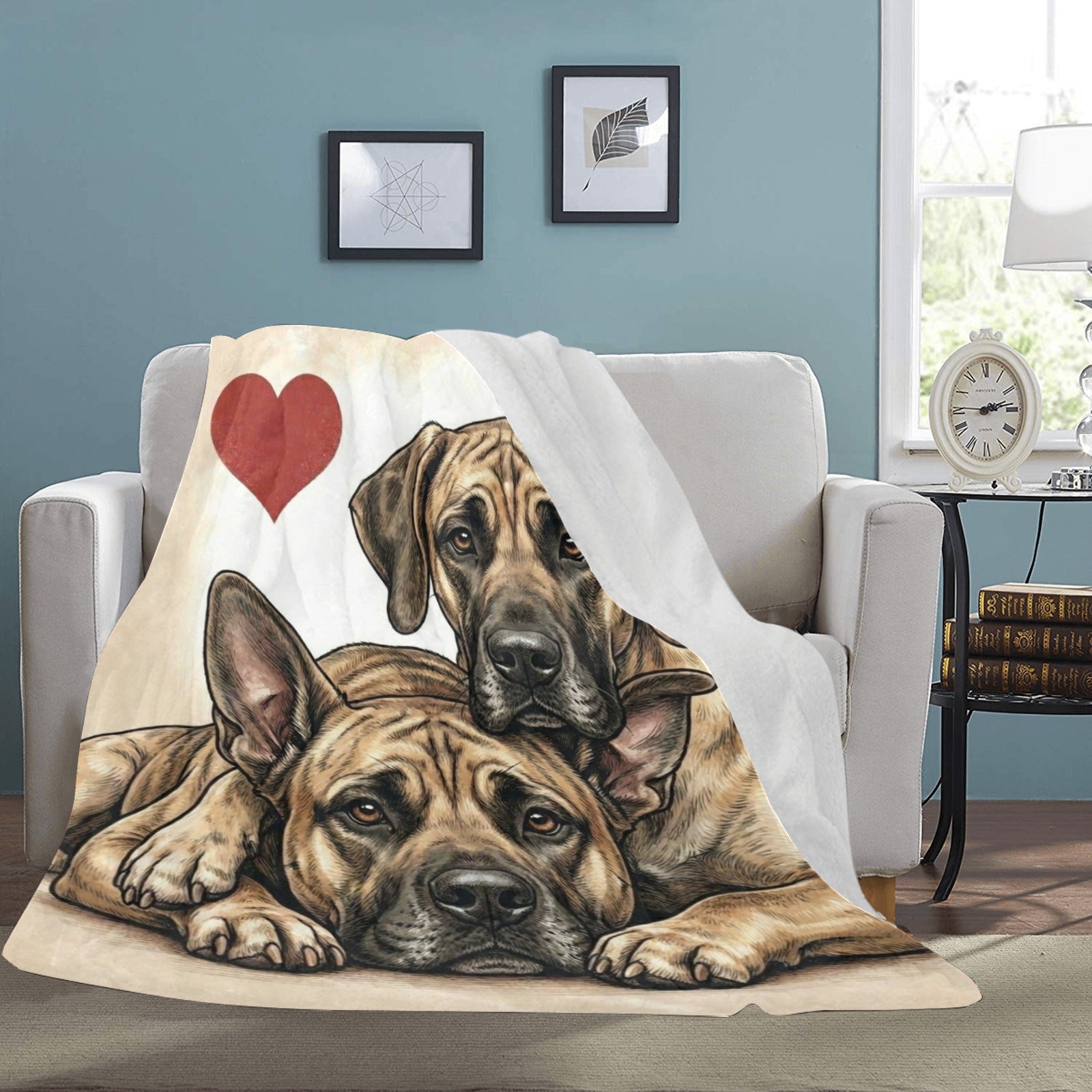 Two Great Danes Love Portrait Ultra-Soft Micro Fleece Blanket .