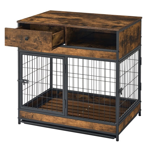 Furniture Dog Crate Double Door - Rustic Brown