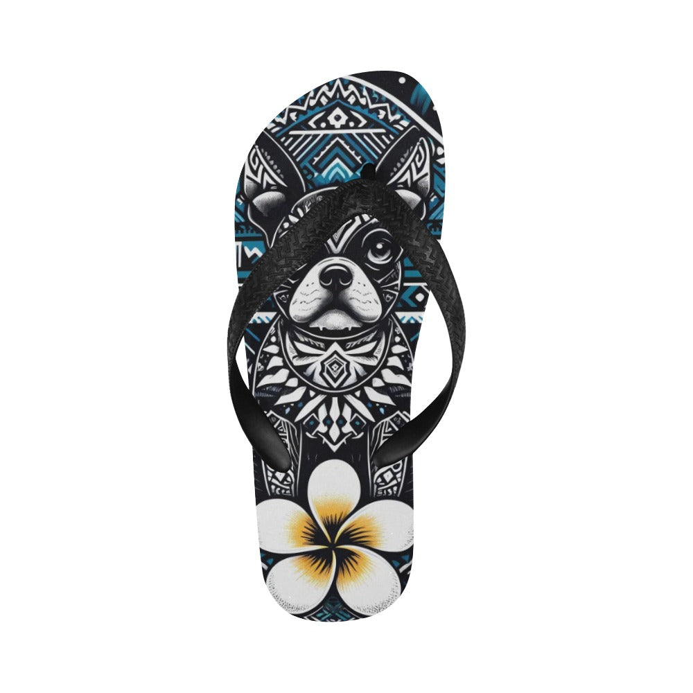 Hawaiian Boston Terrier Dog Flip Flops (For both Men and Women)