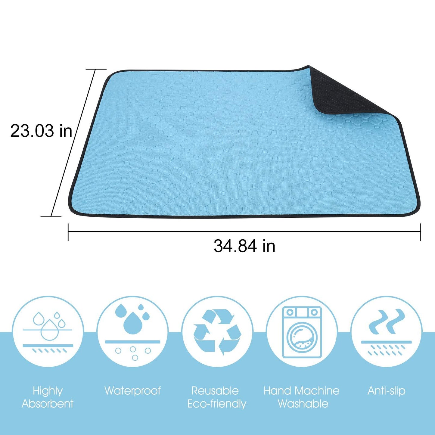 Washable Dog Urine Pad, Waterproof Toilet Training Mat For Dogs and Puppies - 2 Packs