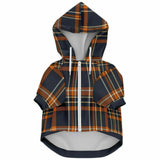 Dog Zip-Up Hoodie - Navy White Orange Plaid