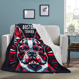 Geometric Boston Terrier Ultra-Soft Micro Fleece Blanket - Red, White and Black