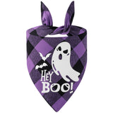 Halloween Luminous Dog Bandana Purple Plaid