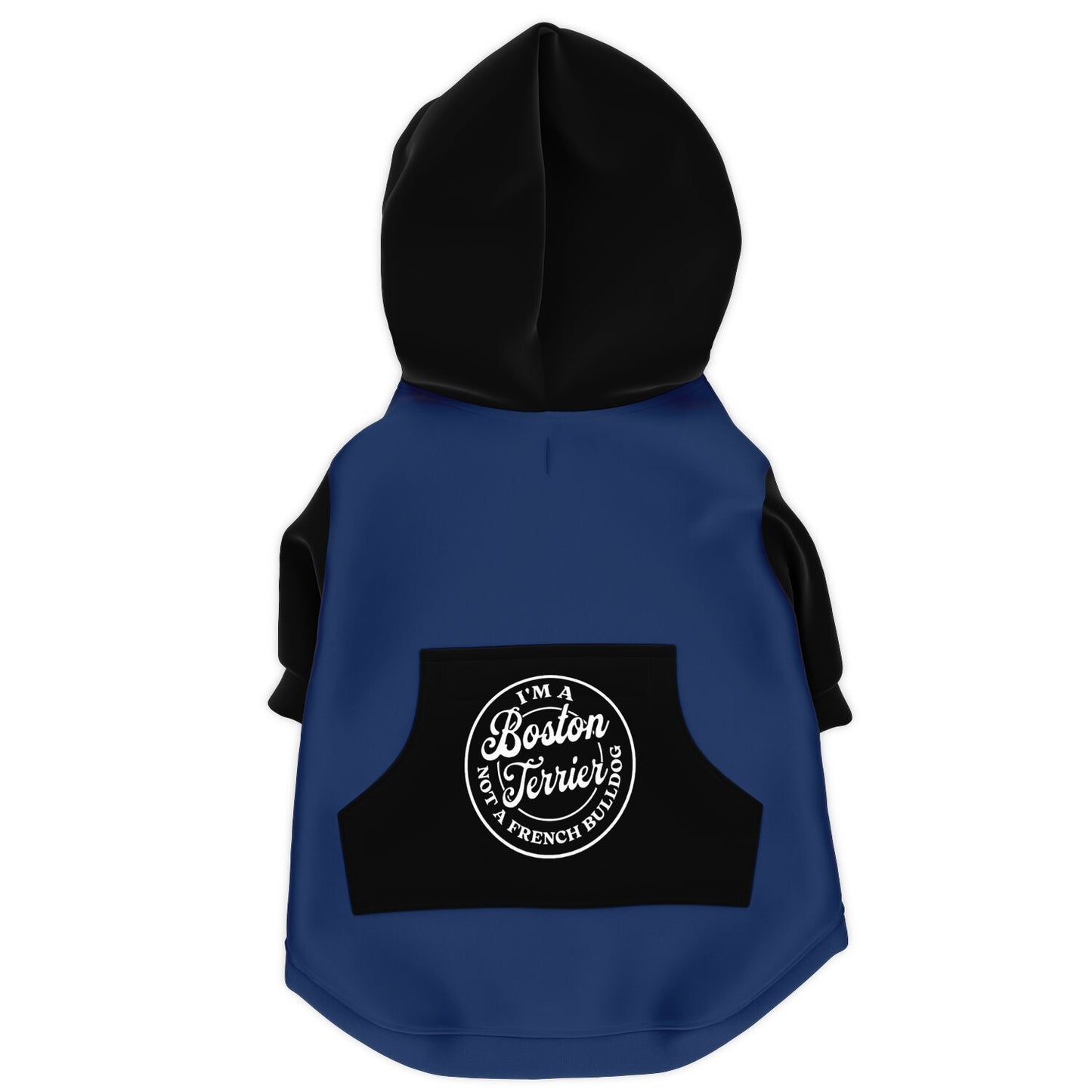 I'm A Boston Terrier Not A French Bulldog Zip-Up Dog Hoodie - Navy Blue and Black