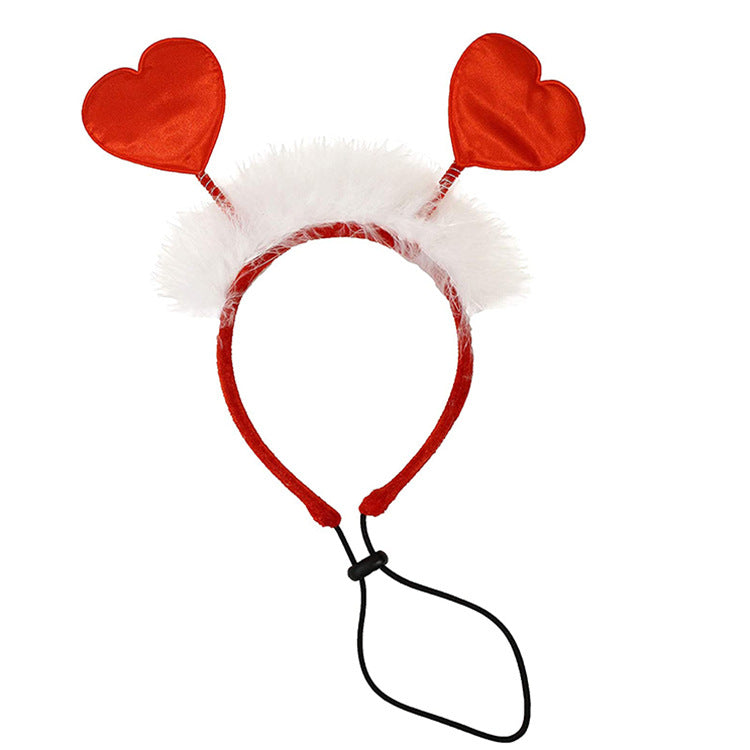 Dogs Valentine's Day Love Hairband and Neck Ruffle . Hearts Hair Band