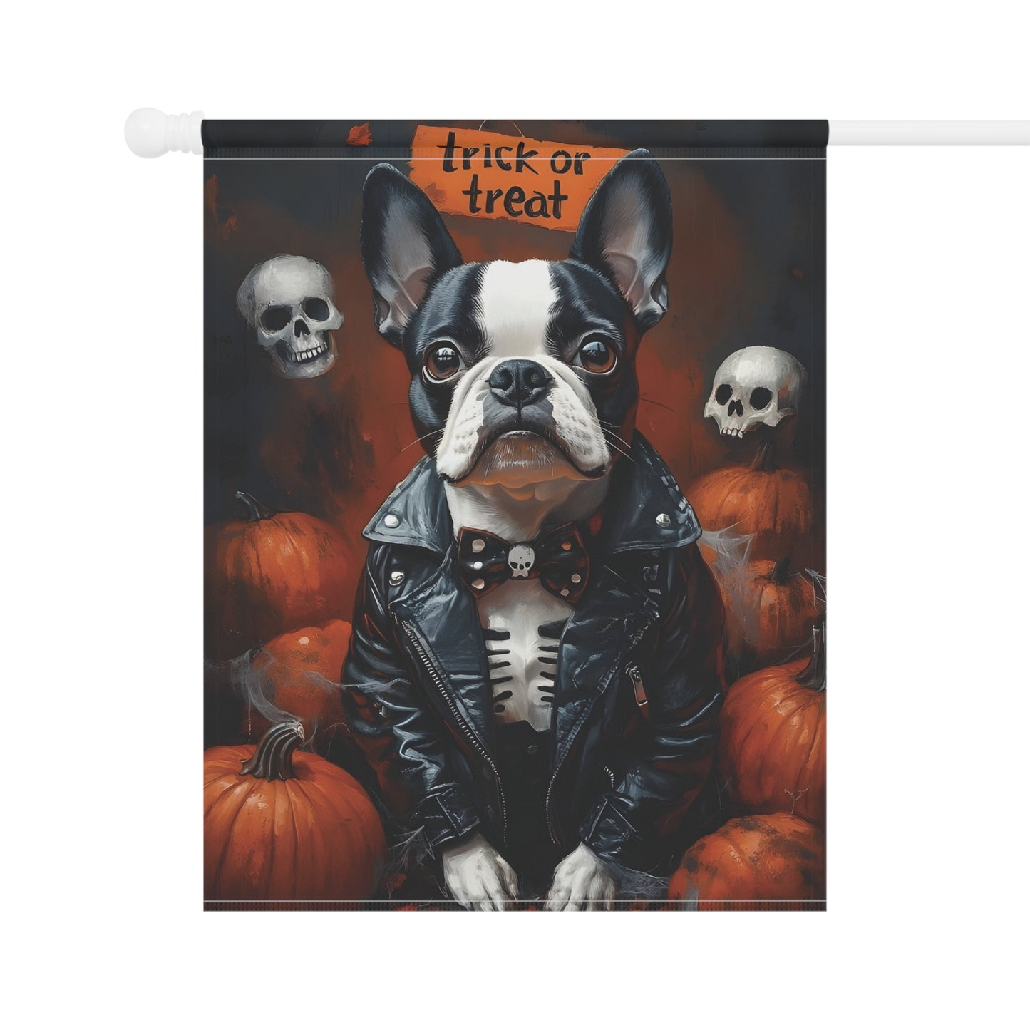 Halloween Boston Terrier Trick or Treat Garden & House Banner