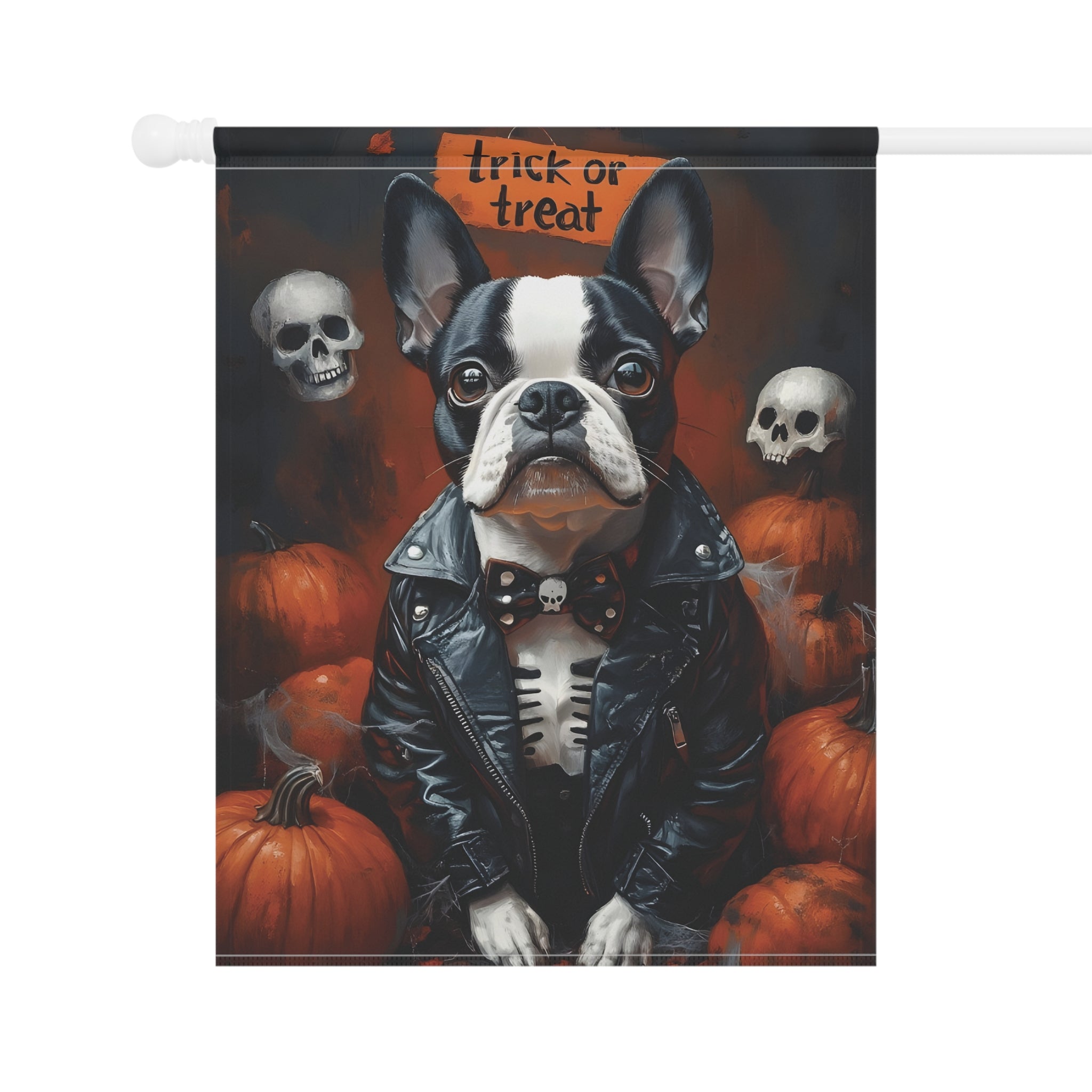 Halloween Boston Terrier Trick or Treat Garden & House Banner
