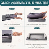 MEWOOFUN Orthopedic Dog Bed For Medium Large Dogs - Egg Foam Sofa With Waterproof Washable Cover, Supportive Pet Bed Grey, 40''x30''