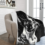 Boston Terrier Line Art Ultra-Soft Micro Fleece Blanket