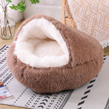 Warm Plush Semi Enclosed Dog Cave Bed