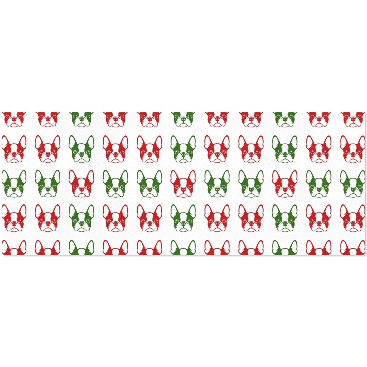 Christmas Boston Terrier Face Pattern Gift Wrapping Paper 58"x 22.8" (1 Roll)