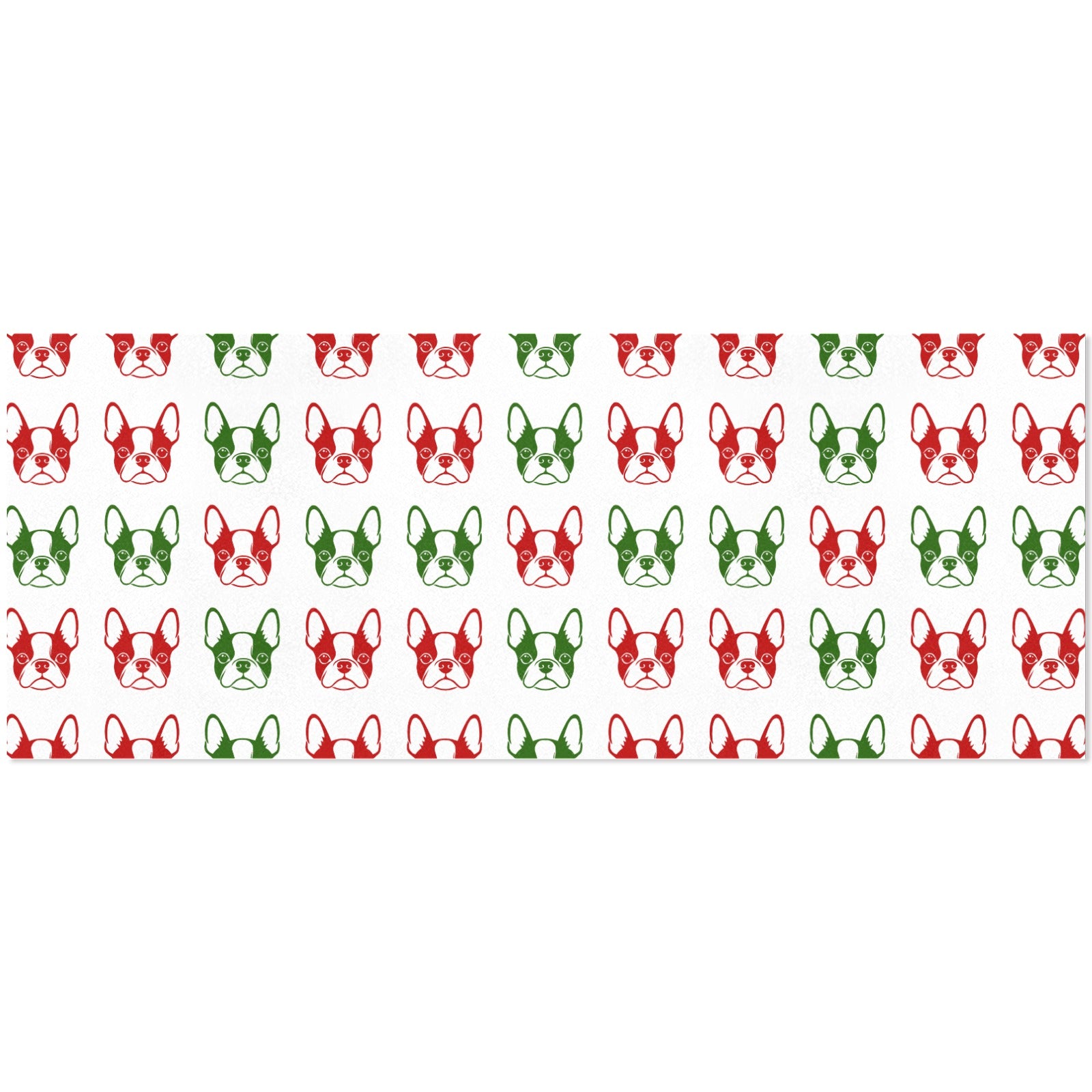 Christmas Boston Terrier Face Pattern Gift Wrapping Paper 58"x 22.8" (1 Roll)
