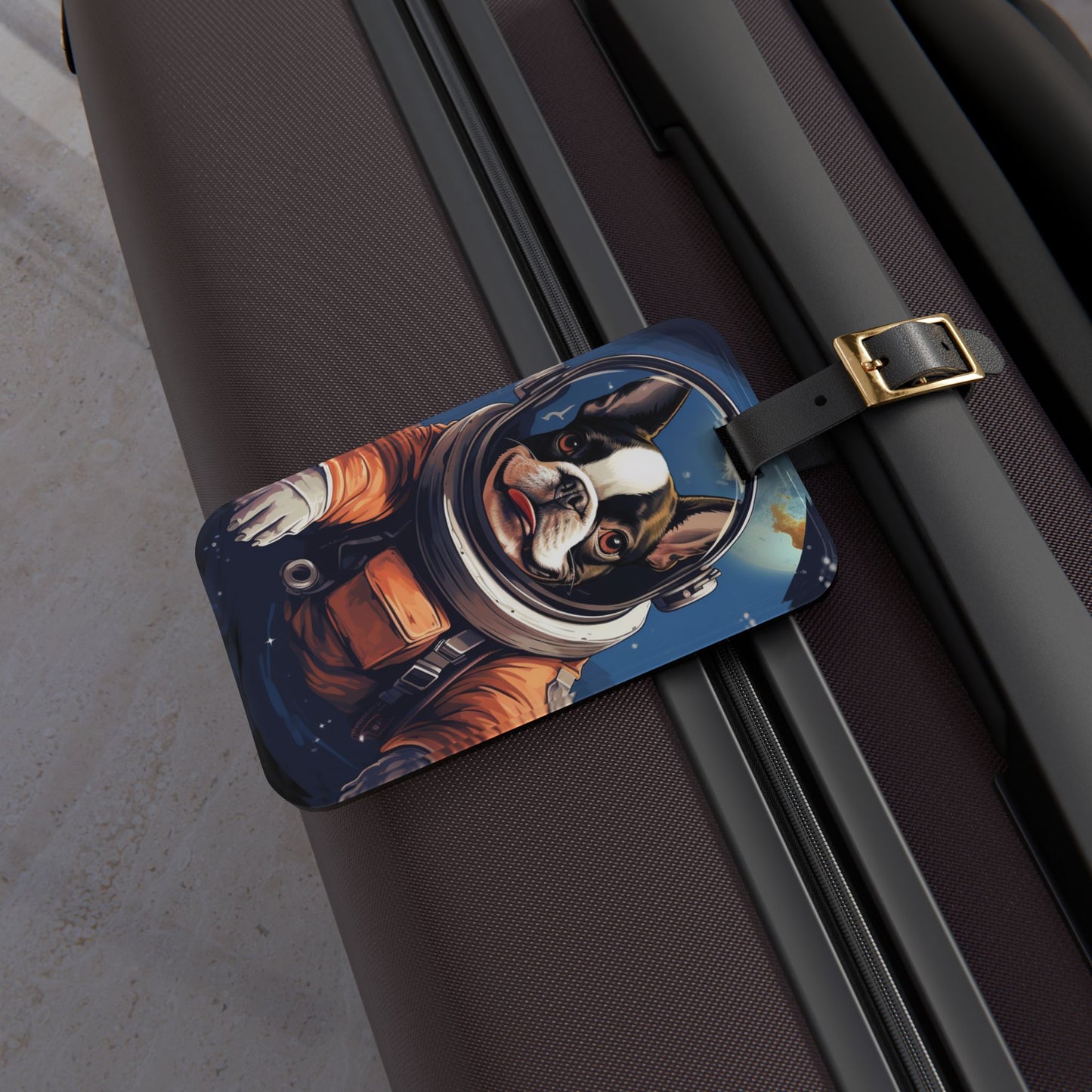 Astronaut Dog Luggage Tag - Fun Personalized Travel Accessory .