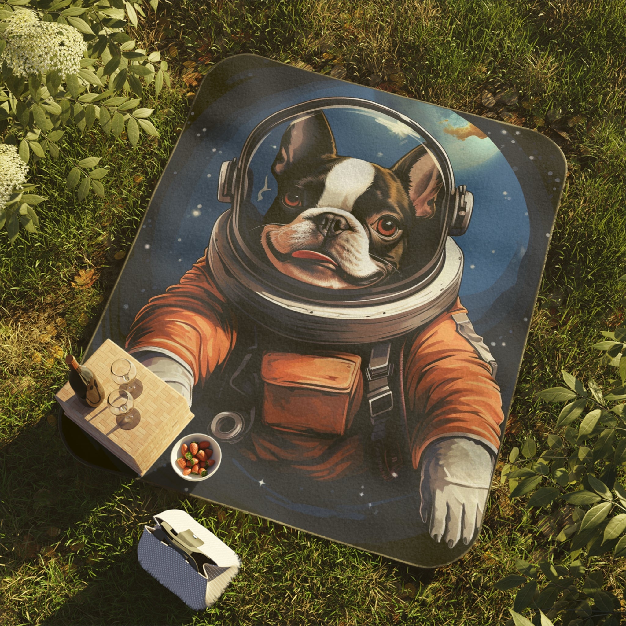 Cosmic Canine Picnic Blanket - Fun Dog Design for Outdoor Adventures