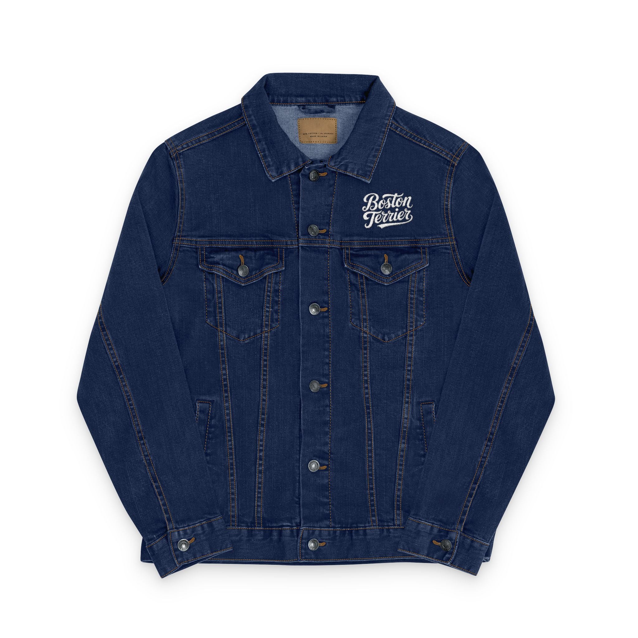 Boston Terrier Embroidered Unisex Denim Jacket