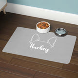 Personalized Dog Food Mat - Ears With Boston Terrier Name Pet Feeding Mat (12x18)