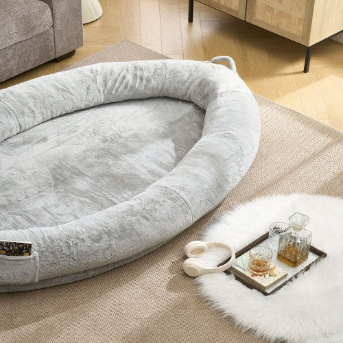 Human Dog Bed For Adult, Giant Extra Large Memory Foam Human Size Pet Bed For People - Light Gray
