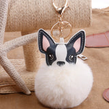 Boston Terrier Feather Puff Keyring
