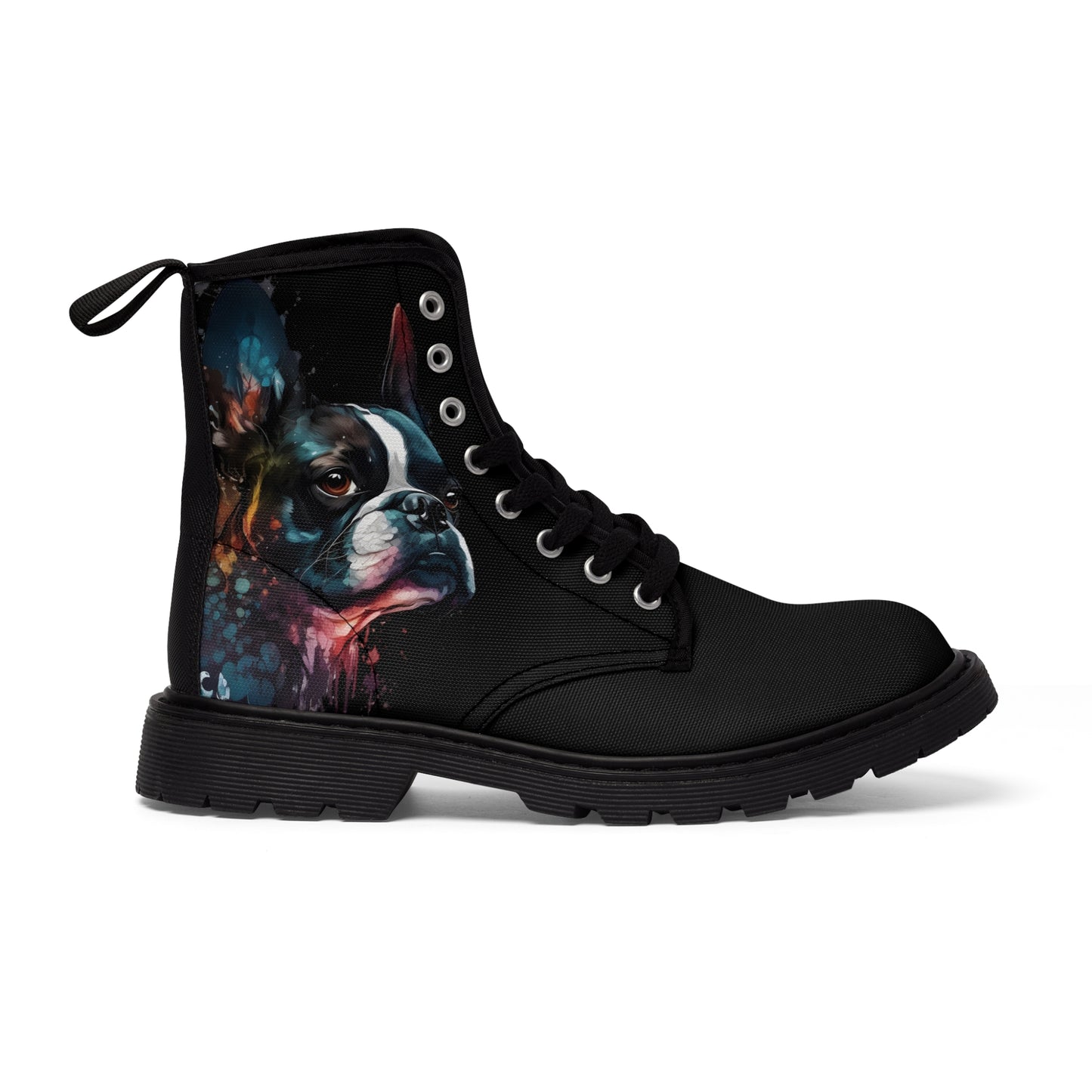 Boston Terrier Art - Men's Martin Canvas Boots