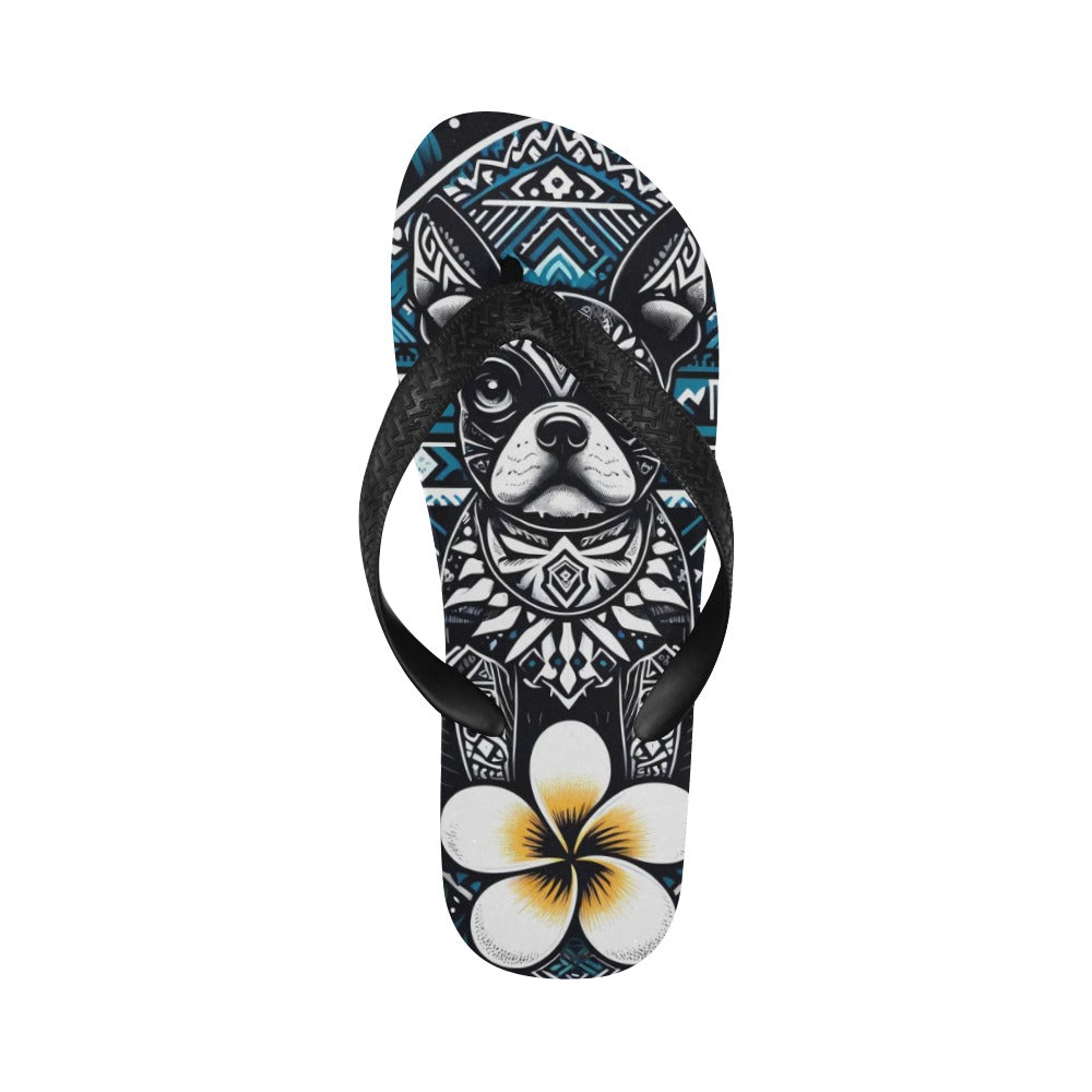 Hawaiian Boston Terrier Dog Flip Flops (For both Men and Women)