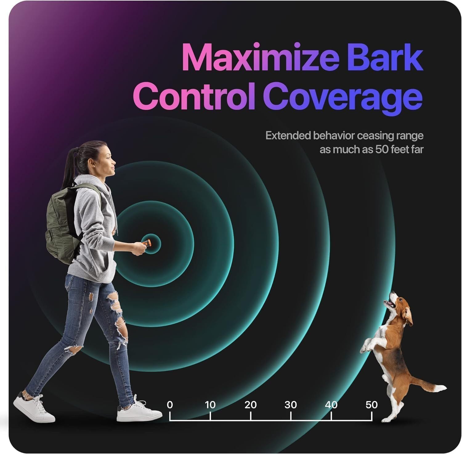 Dog Bark Deterrent Device Stops Bad Behavior, Professional Dog Training Tool, Anti Bark Device For Dogs, Emitters 50ft Range For Dog Training