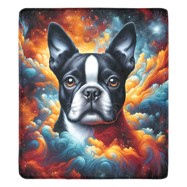 Galactic Boston Terrier Dream Gaze Ultra-Soft Micro Fleece Blanket