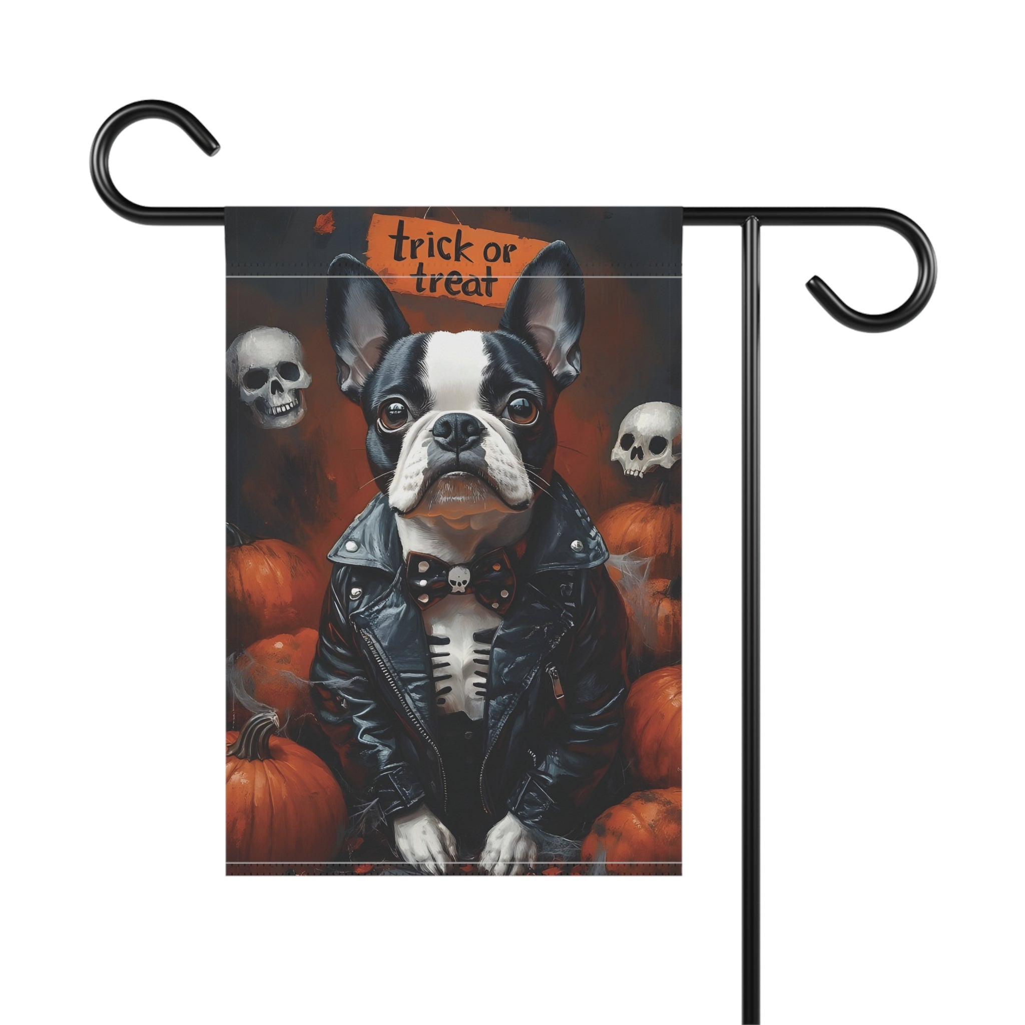 Halloween Boston Terrier Trick or Treat Garden & House Banner