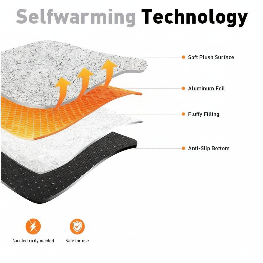 Self-Heating Dog Bed – Ultra Soft Washable Warming Mat with Non-Slip Base (No Electricity Needed) .
