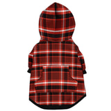 Dog Zip-Up Hoodie - Red Black White Plaid