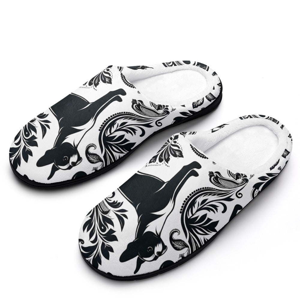 Paisley Pup - Boston Terrier Dog Women's Cotton slippers