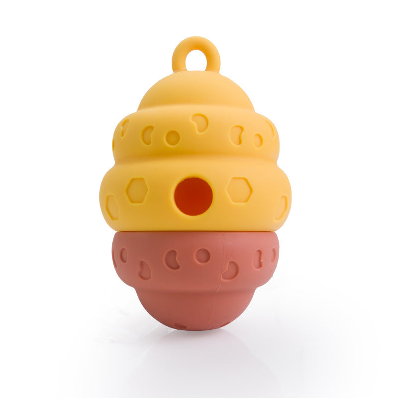Beehive Honeycomb Slow Feeder Dog Toy . Reddish Yellow