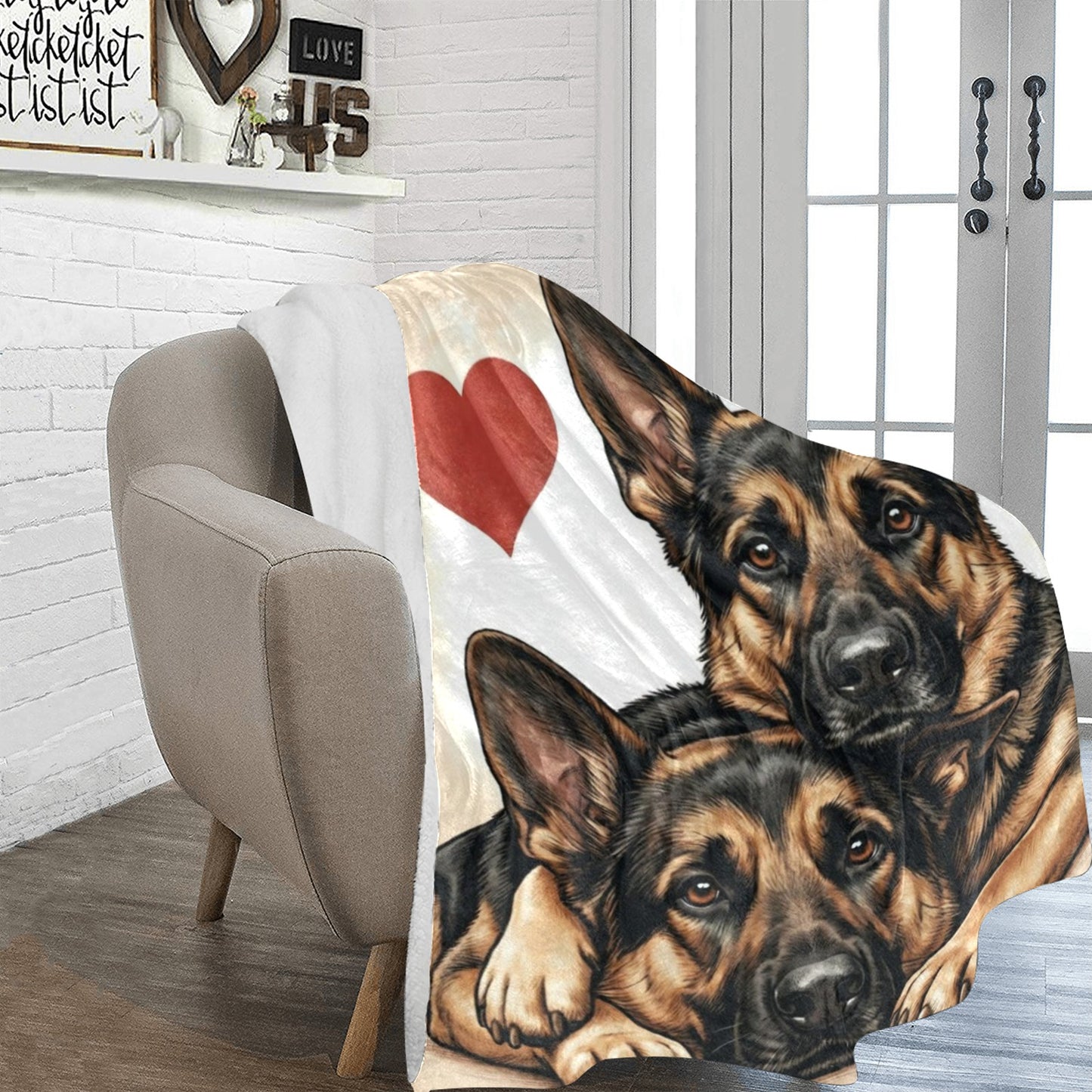 Two German Shepherds Love Portrait Ultra-Soft Micro Fleece Blanket
