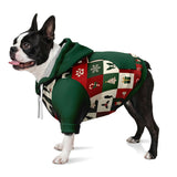 Dog Zip-Up Hoodie - Boston Terrier Christmas Patchwork