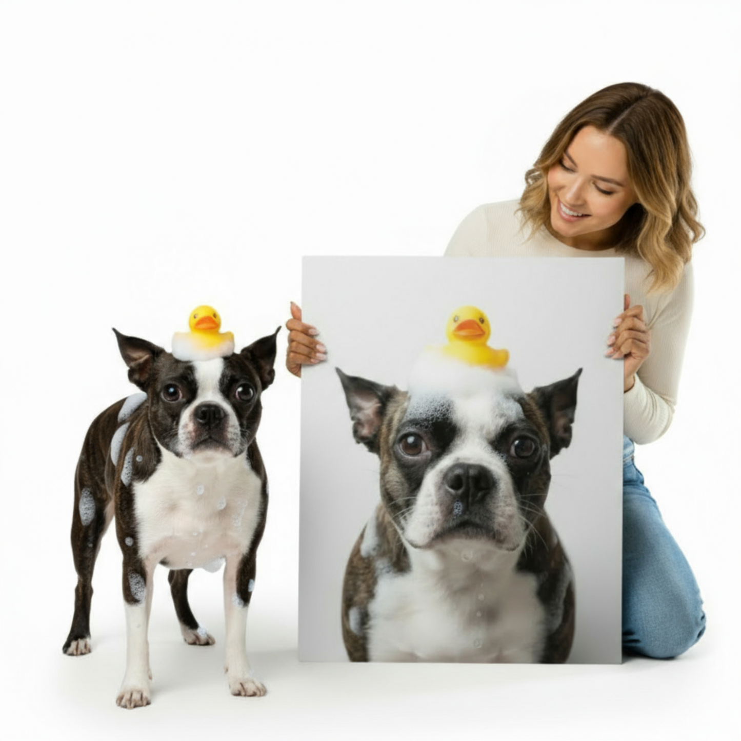 Custom Dog Bathroom Portrait from Your Dog's Photo Metal Print
