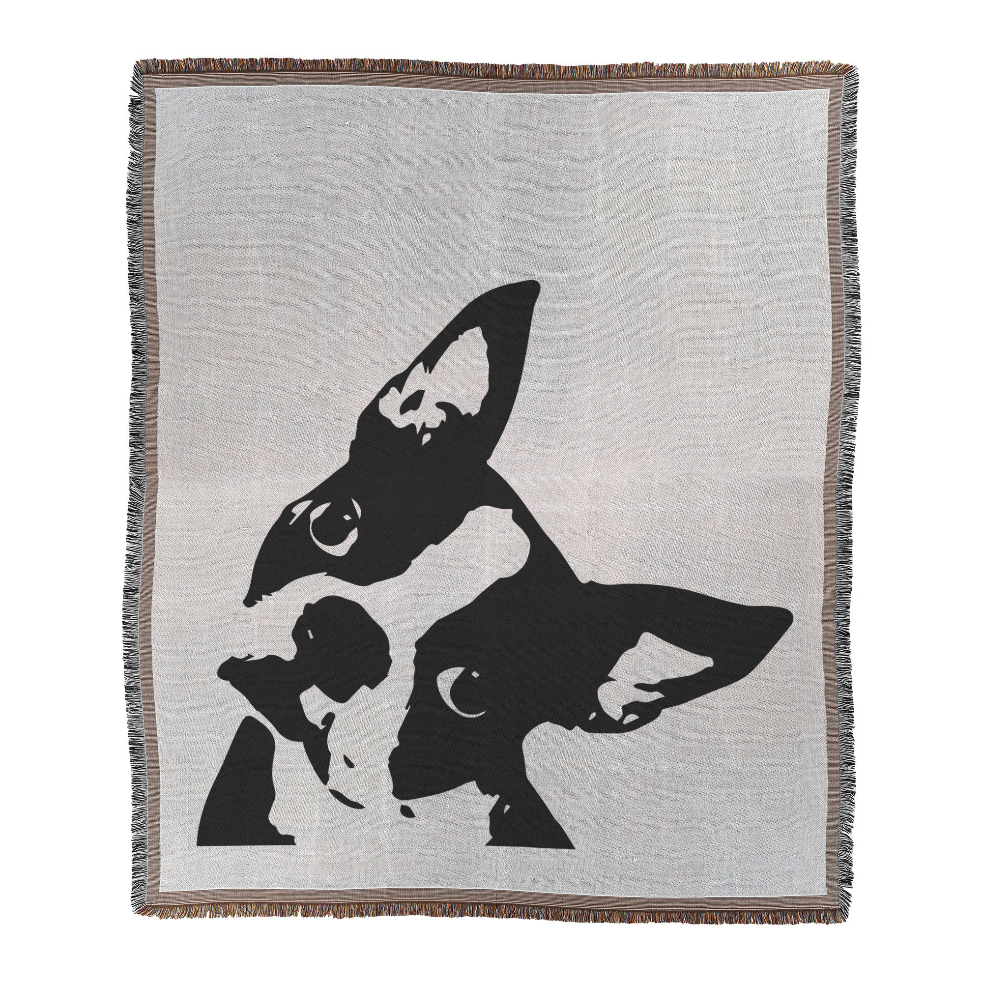 Boston Terrier Dog Head Tilt Woven Blanket
