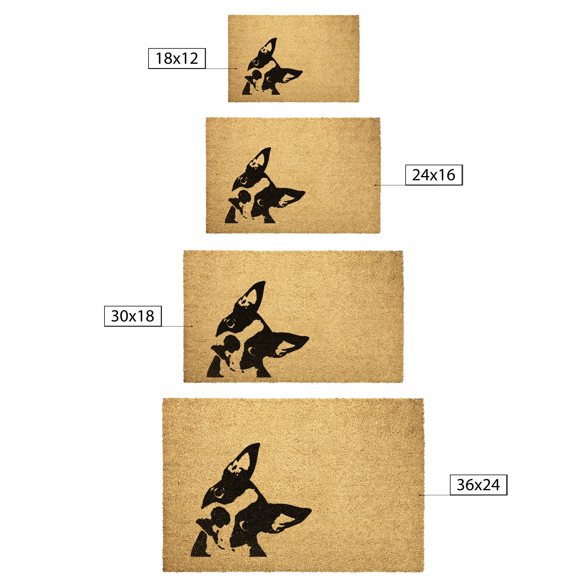 Boston Terrier Head Tilt Outdoor Mat